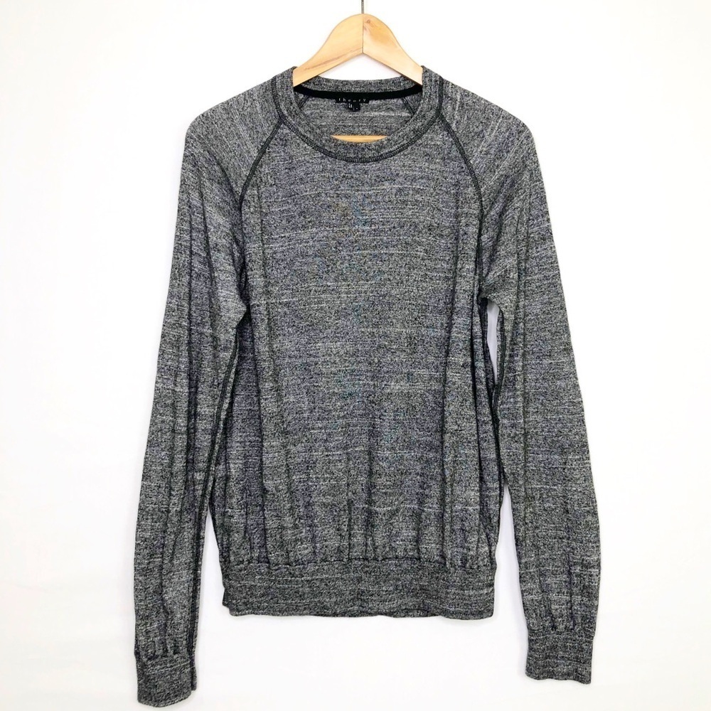 Theory gray heathered crewneck, long sleeve pull over top